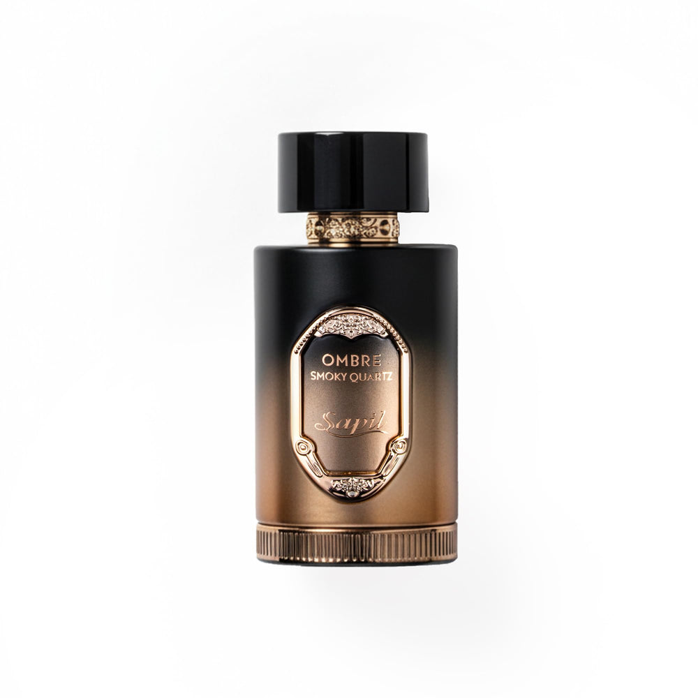 Sapil Ombre Smoky Quartz bottle on display, premium unisex fragrance for evening moments.
