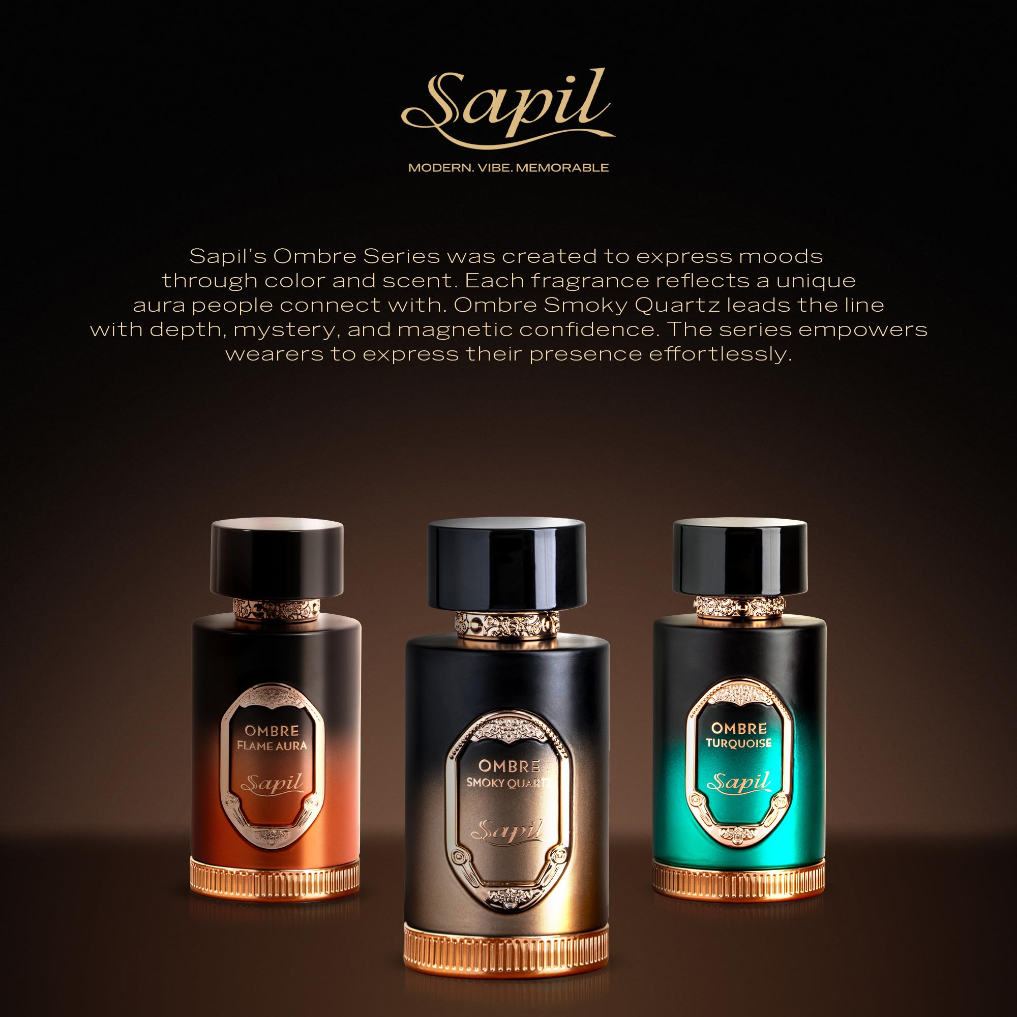 Sapil Ombre Smoky Quartz packaging communicates luxury and value.