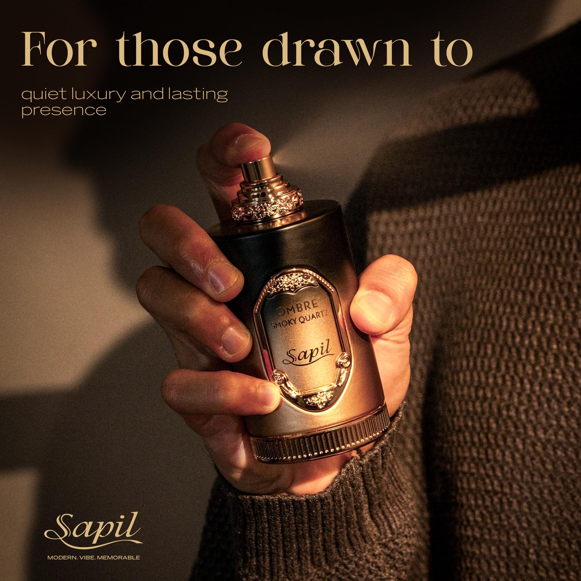 Sapil Ombre Smoky Quartz 100ml bottle reflects premium craftsmanship and lasting presence.
