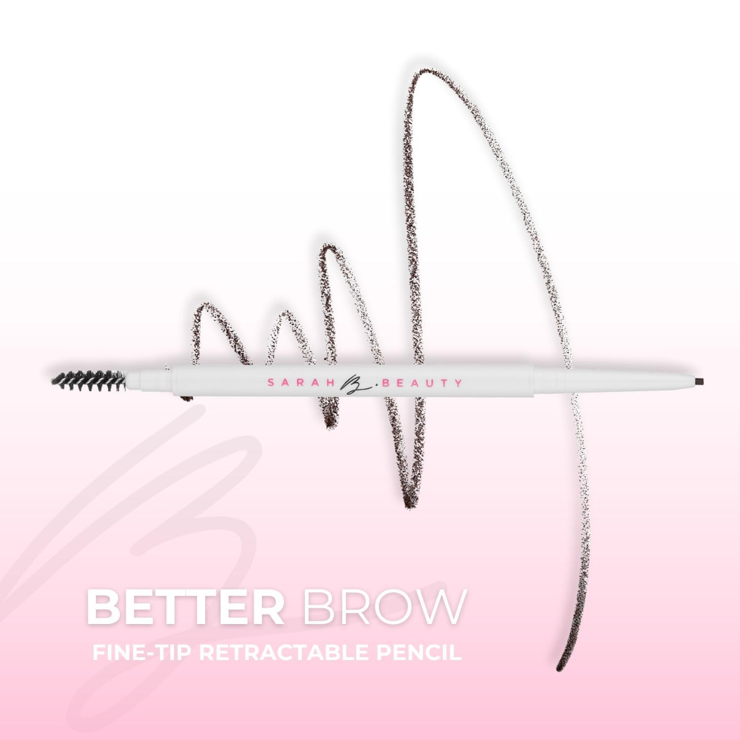 Packaging closeup of SARAH B. BEAUTY Better Brow vegan formula.