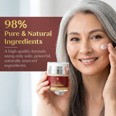 Cream application close-up suggesting smoother, more even-toned skin over time.