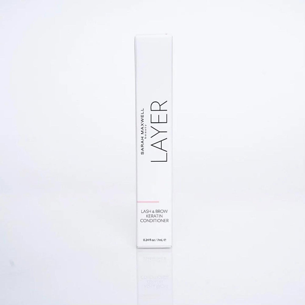 Sarah Maxwell Beauty packaging featuring the clear lash serum and brow gel duo.