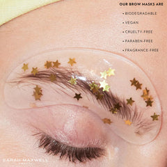 Sarah Maxwell Brow Mask application swatch demonstrates precise coverage for all brow types