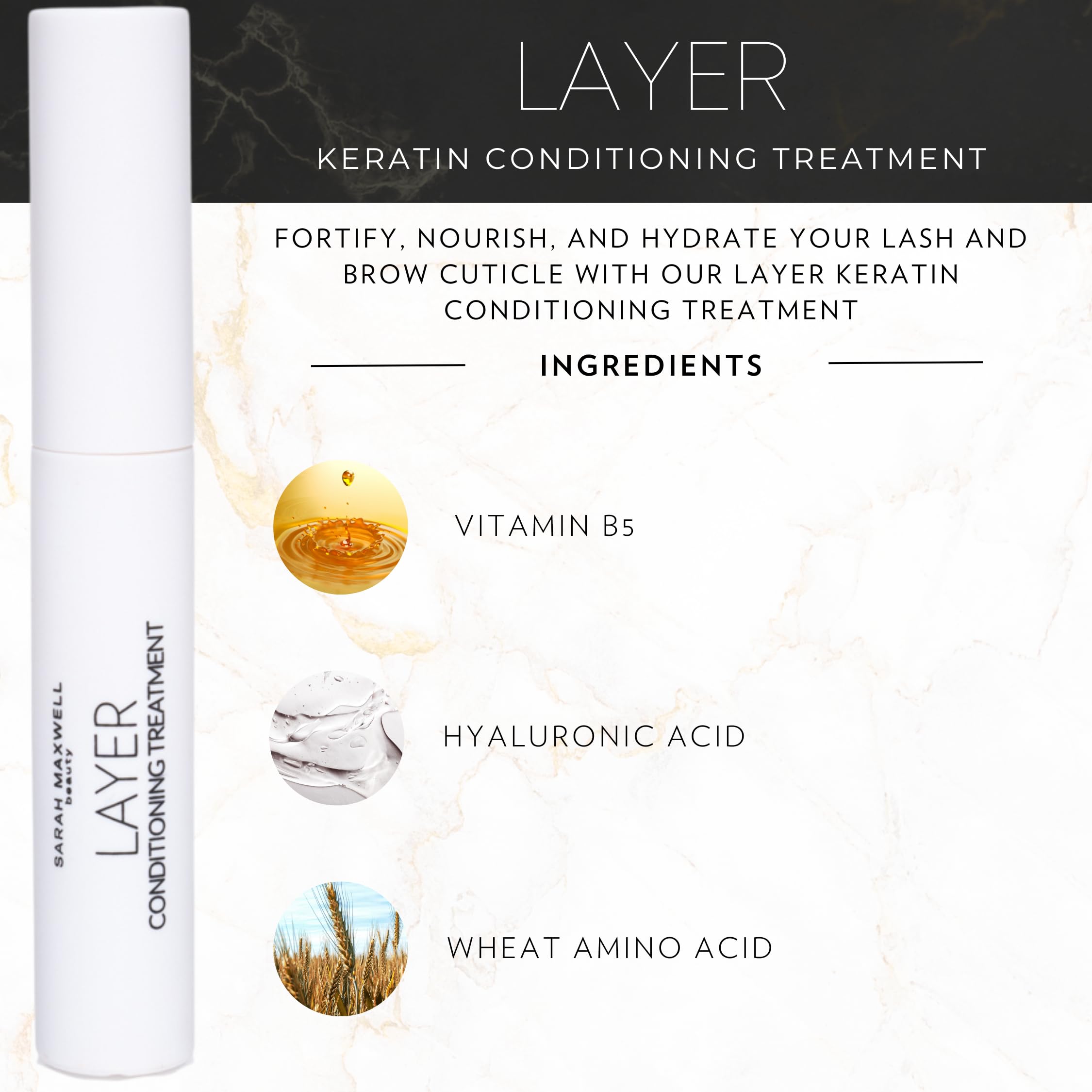 Sarah Maxwell Layer conditioning brush applying serum to lashes with precise control.
