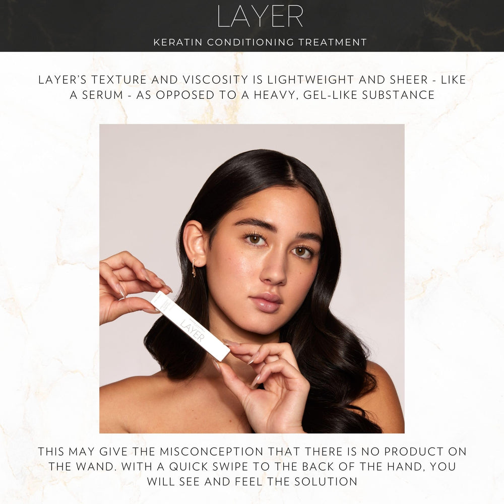 Sarah Maxwell Layer Keratin Conditioning Treatment close-up demonstrates glossy, healthy-looking lashes.