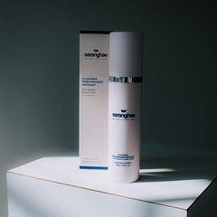 Close-up of Saranghae Love Exfoliant bottle showing fragrance-free formula