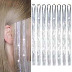 Sarannala Hair Tinsel 50-inch Silver adds sparkling length for events.