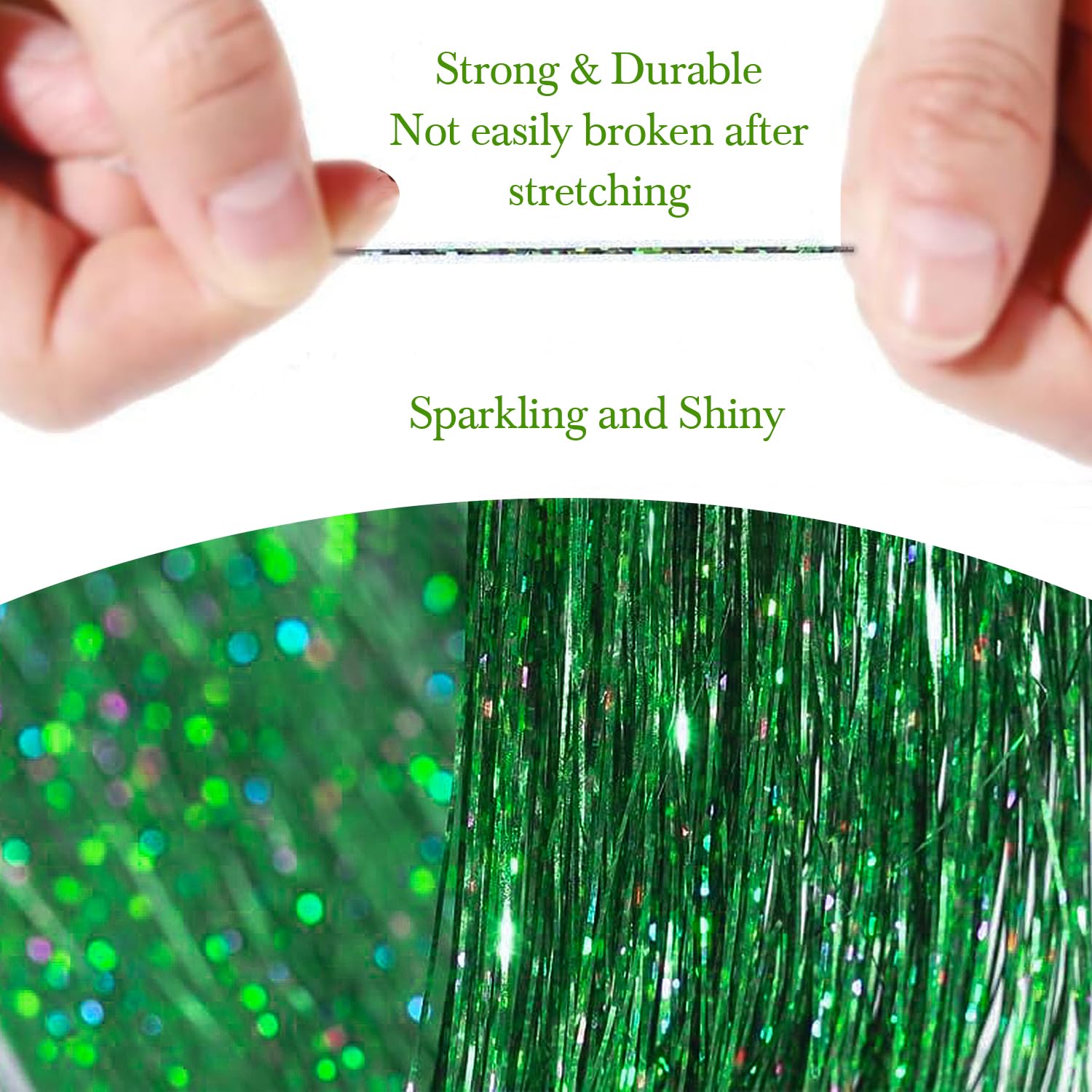 Sarannala 50-Inch Grass Green tinsel adds subtle shimmer for events.