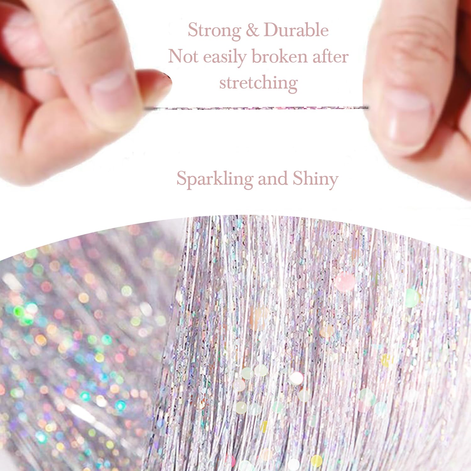 Sarannala white tinsel with 1600 strands creates bold shimmer