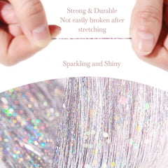 Sarannala white tinsel with 1600 strands creates bold shimmer