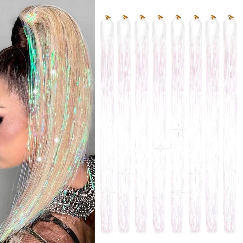Sarannala hair tinsel white 50-inch strands for vibrant daily sparkle