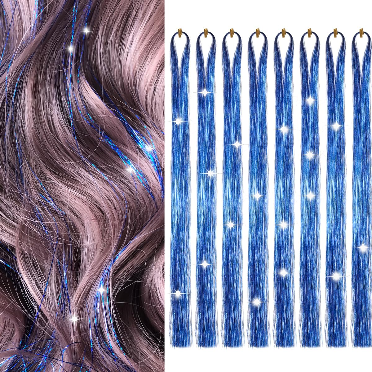 Sarannala Hair Tinsel in sapphire blue adds glittering sparkle to everyday styles