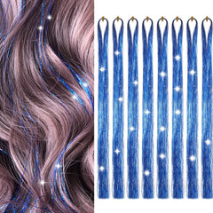 Sarannala Hair Tinsel in sapphire blue adds glittering sparkle to everyday styles