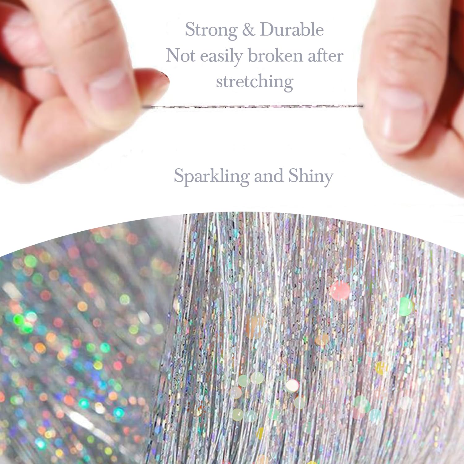 Sarannala Hair Tinsel uses hooks and silicone rings for secure attachment.