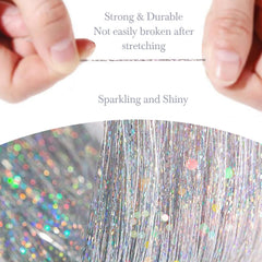 Sarannala Hair Tinsel uses hooks and silicone rings for secure attachment.