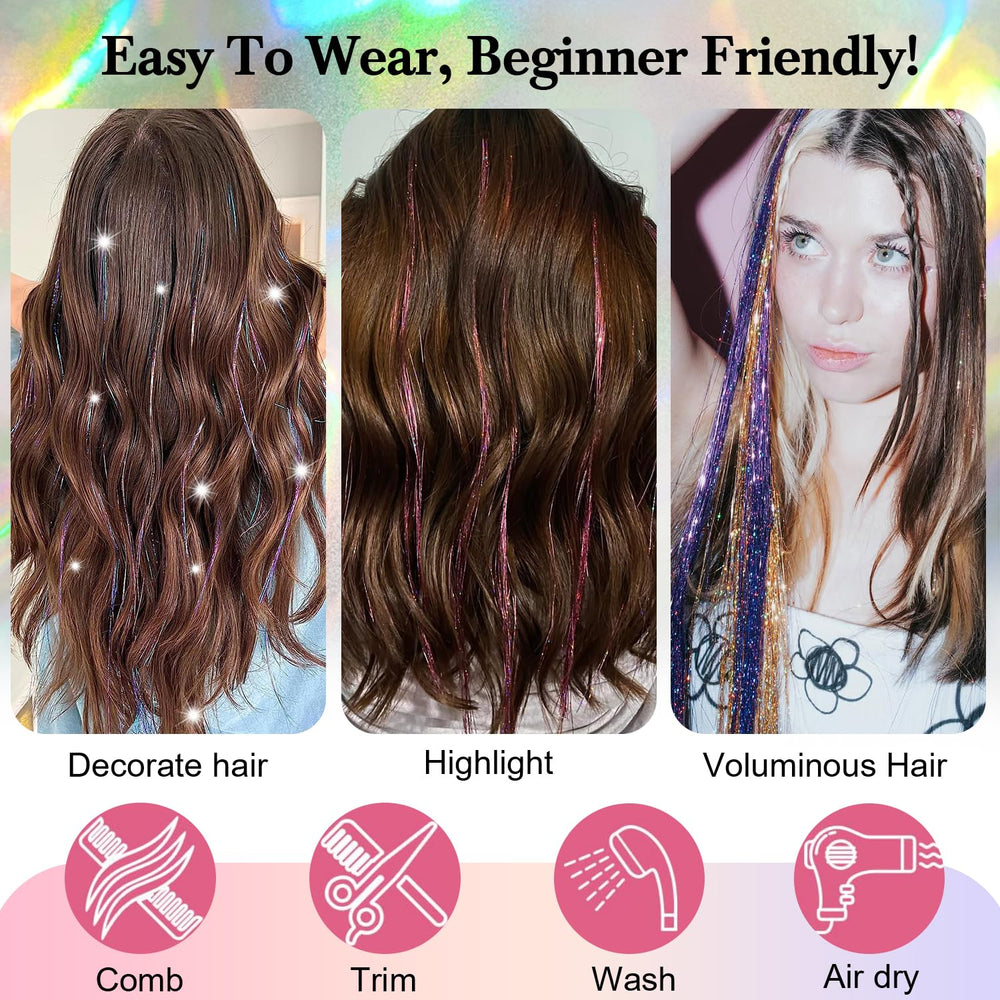 Sarannala Hair Tinsel can be worn with a wig clip for easy styling.