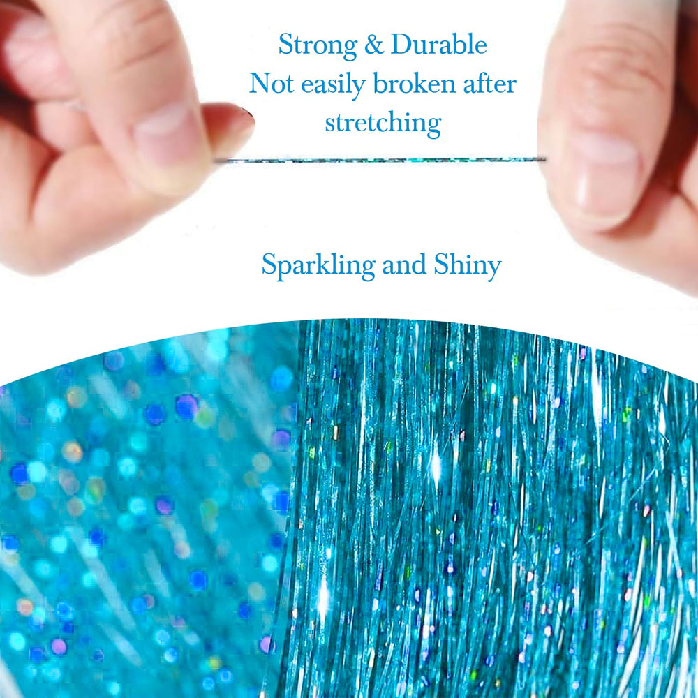 Sarannala Lake Blue tinsel wedding look adds elegant sparkle to hair