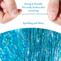 Sarannala Lake Blue tinsel wedding look adds elegant sparkle to hair