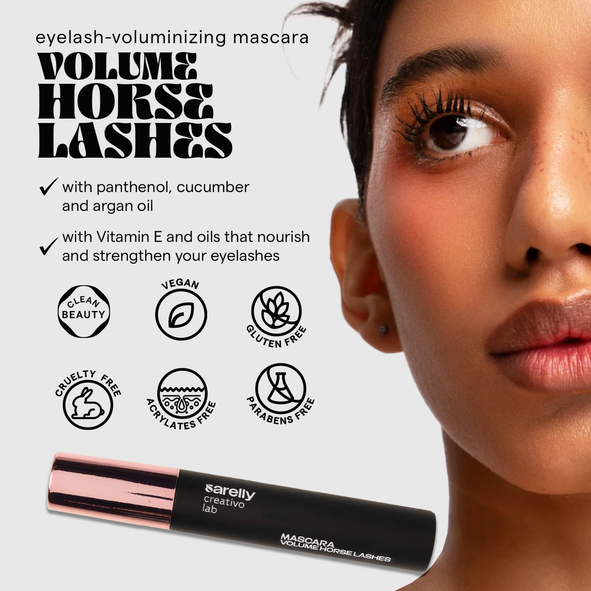 SARELLY argan oil and cucumber formula image highlighting lash hydration.