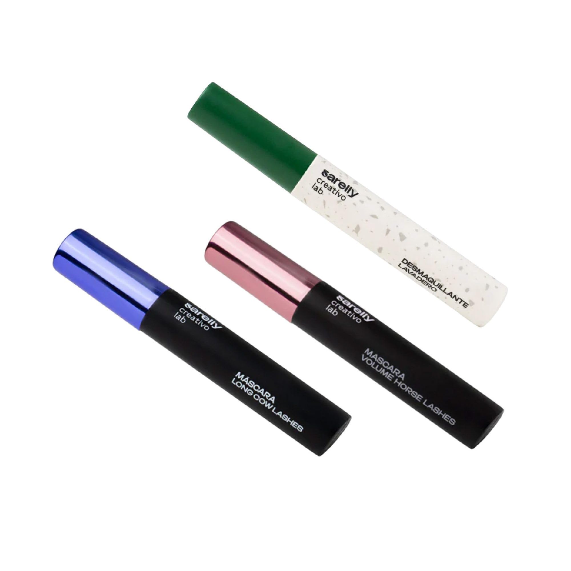 SARELLY Eye Kit featuring Long Cow Lashes and Lavadero Remover for easy, gentle makeup removal.