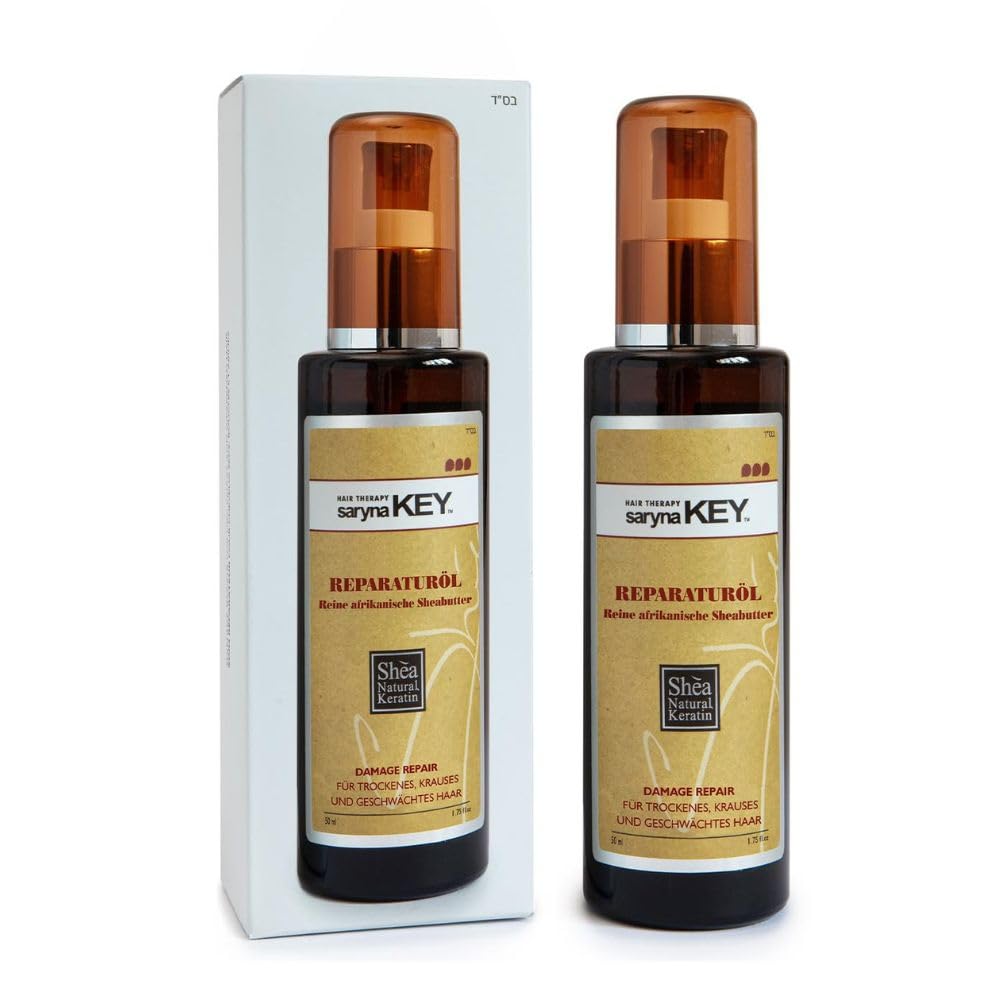 Saryna Key Repair Oil bottle closeup, showcasing a light, nourishing formula.