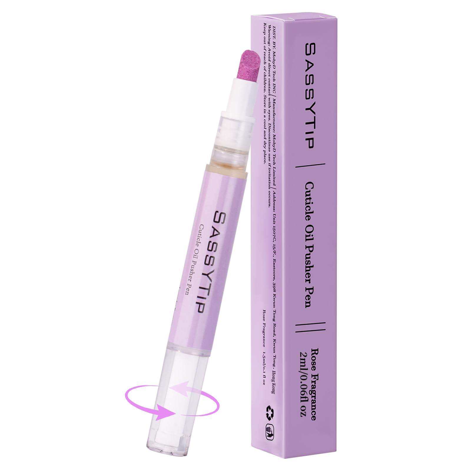 SASSYTIP ceramic cuticle pusher front view for precise grooming.