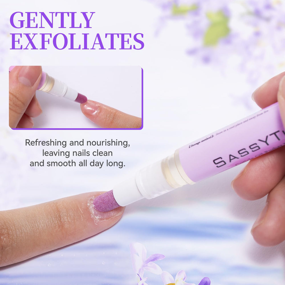 SASSYTIP Cuticle Remover Gel application showing precise targeting for easy use.