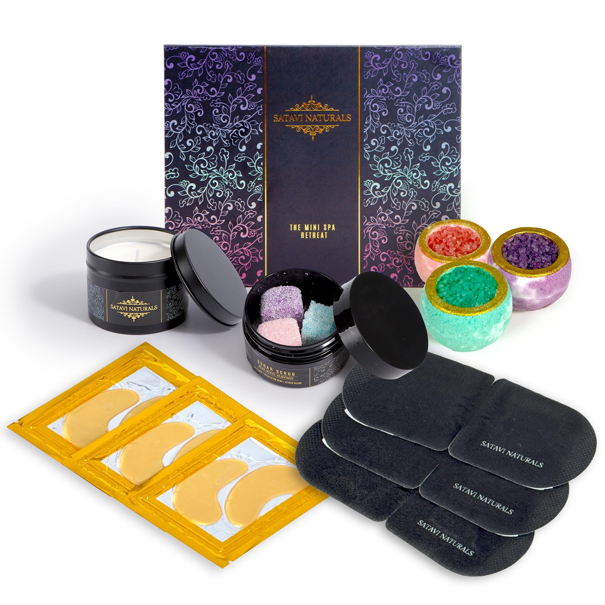 Satavi Naturals spa gift set box, ready for gifting and home relaxation.