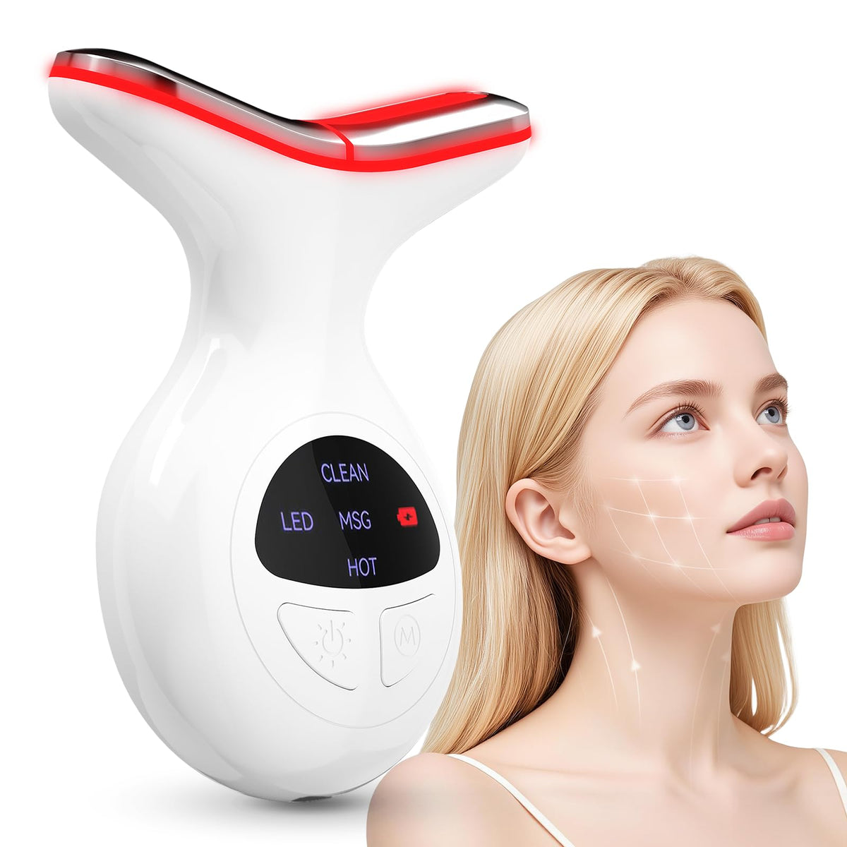 Satdally face massager with red light therapy on the face for smoother appearance
