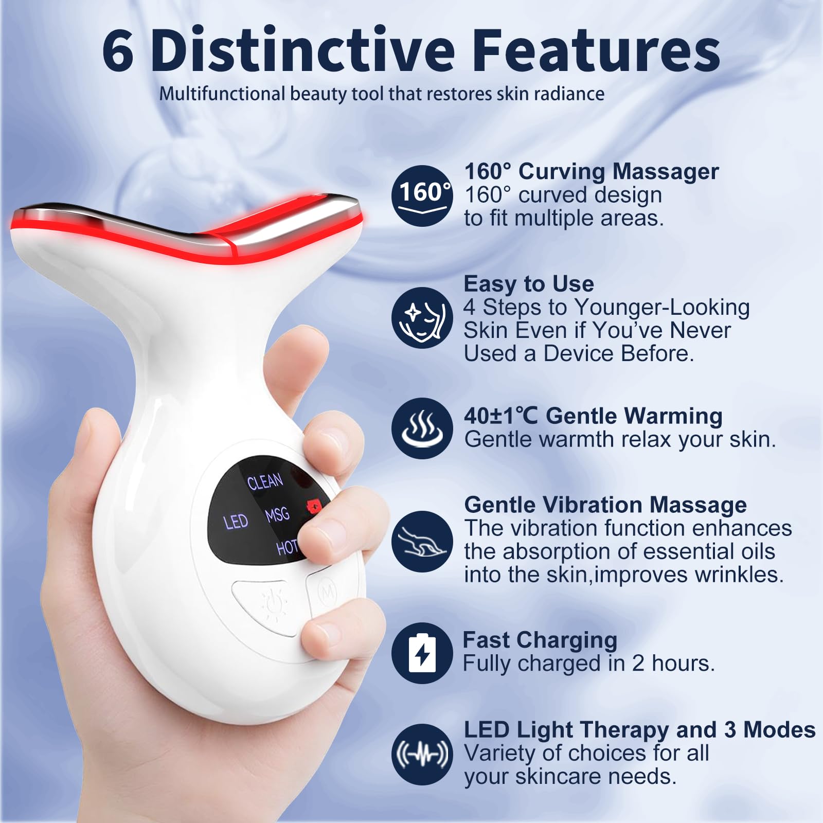 Satdally LED light therapy amber red blue illumination on skin for gentle care