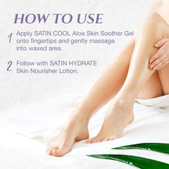 SATIN SMOOTH Aloe Vera Gel cools and soothes during routine application