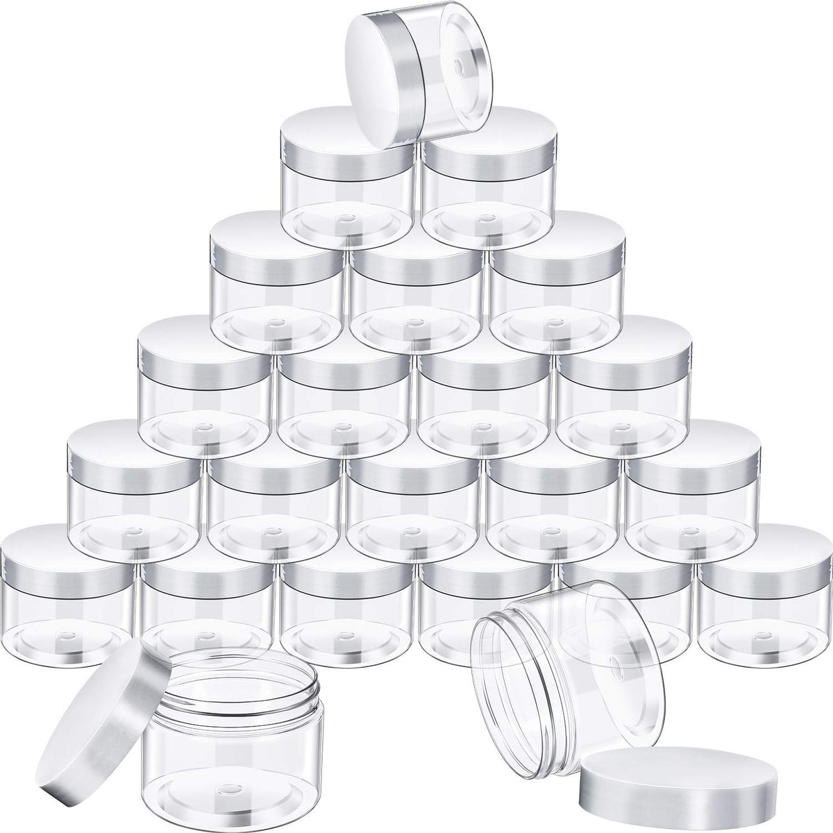 SATINIOR clear plastic jar with wide mouth and lid for easy cream storage.