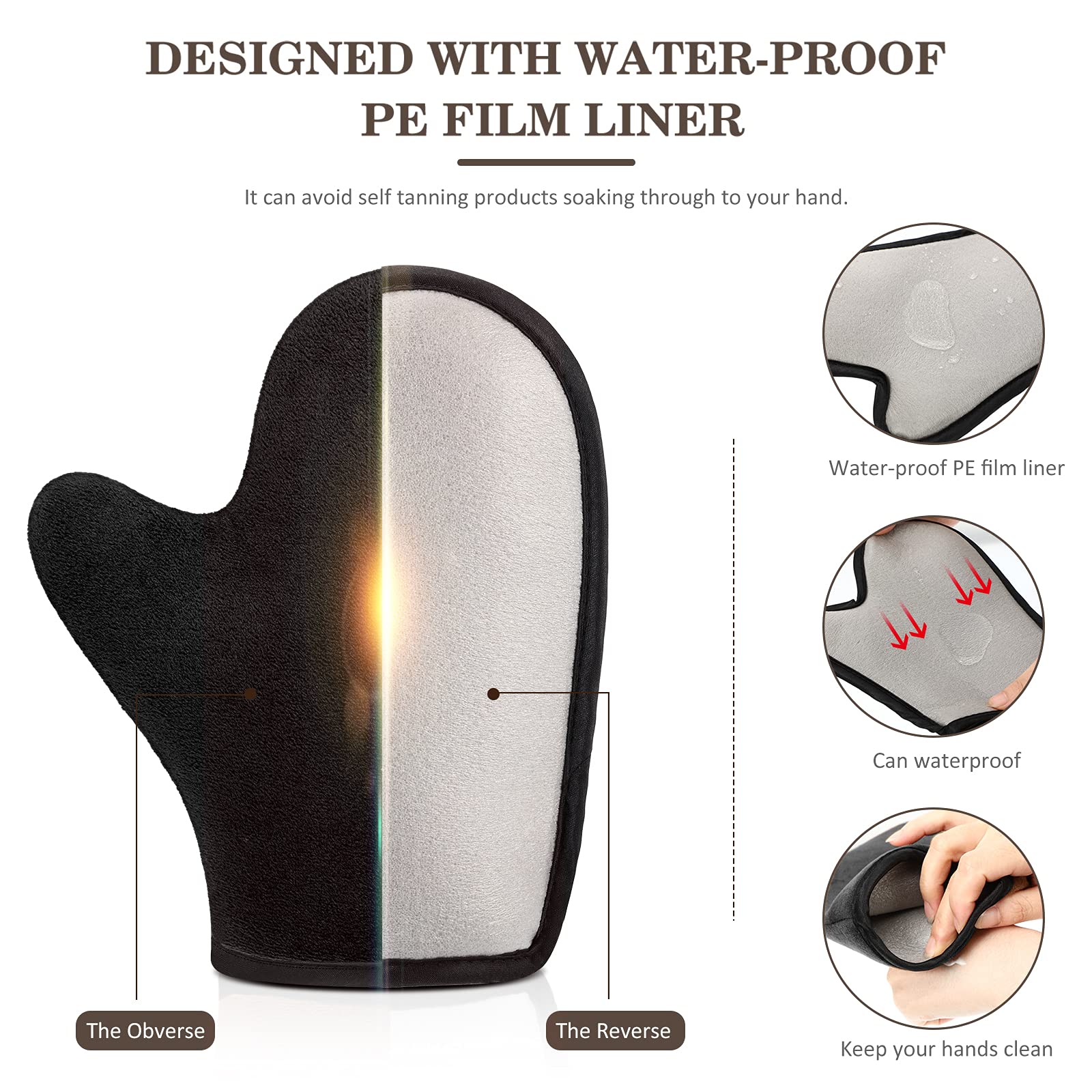 SATINIOR four-pack tanning mitts laid out for convenient use