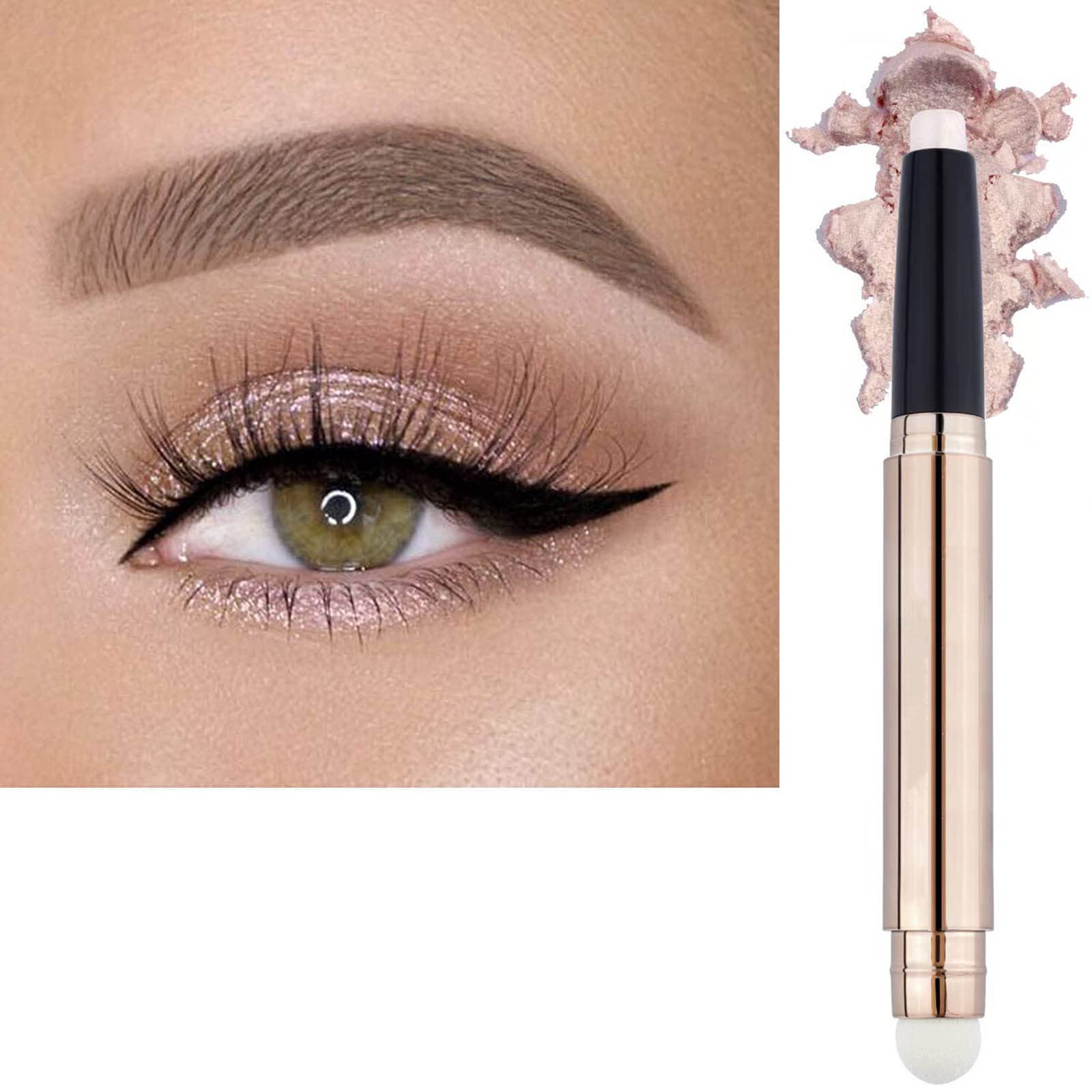 SAUBZEAN Light Gold Eyeshadow Stick swatches show vibrant color options for quick color application