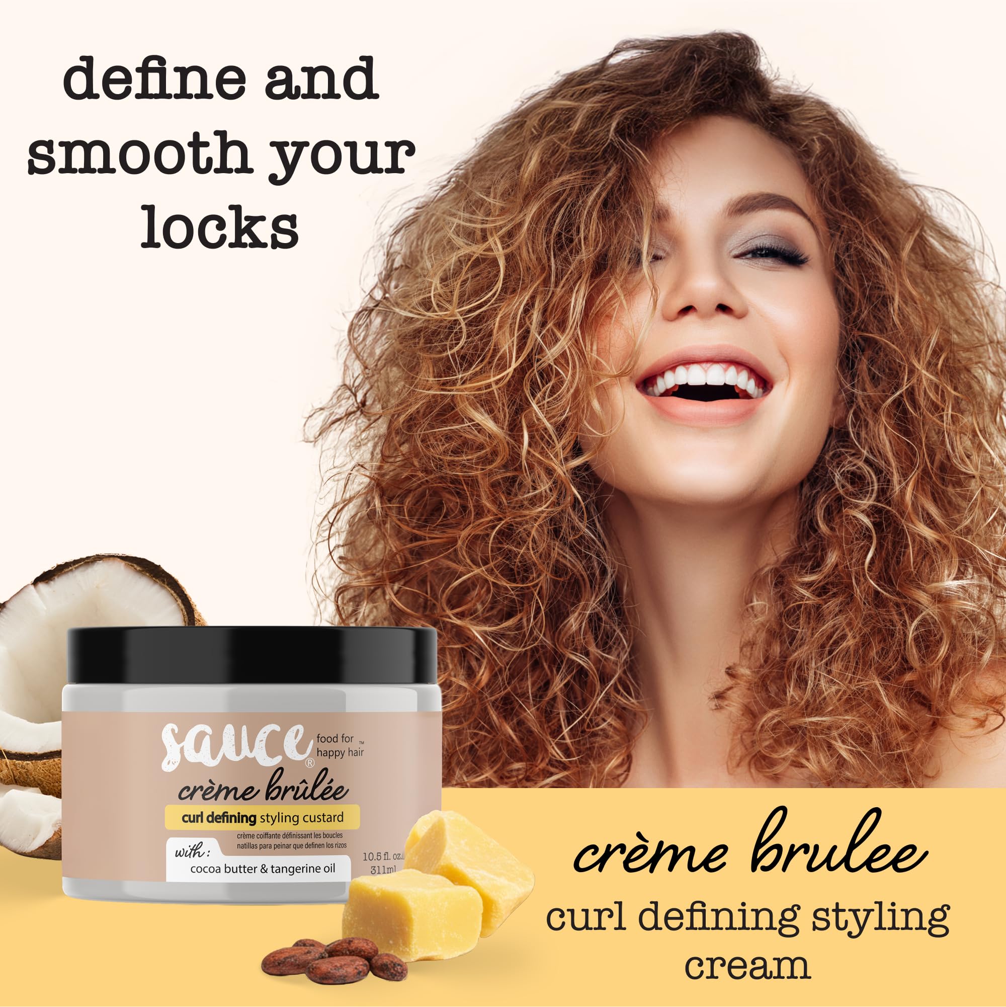 Bottle pour demonstrates smooth distribution for detangling with SAUCE BEAUTY Custard.