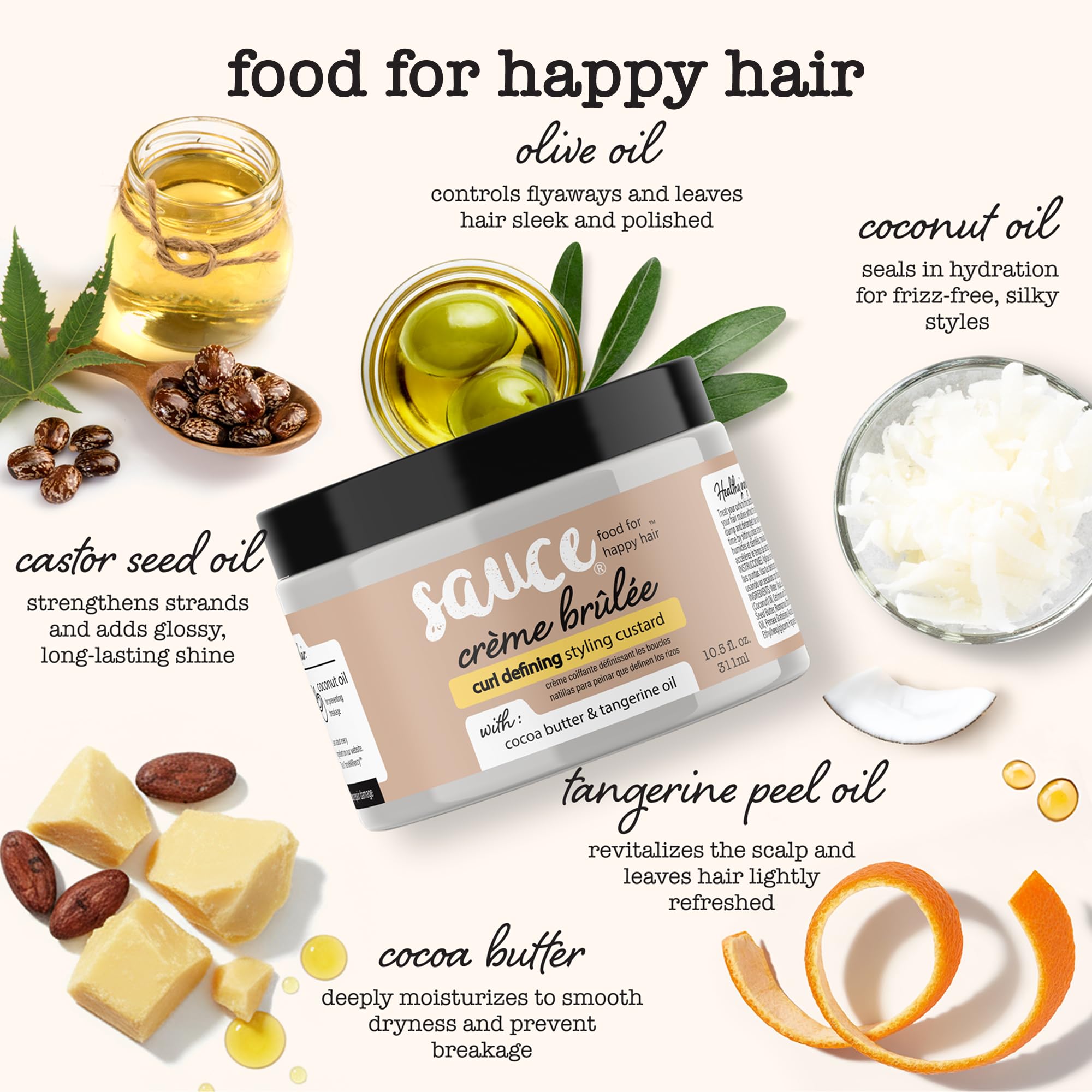 Defined waves with no crunch created by SAUCE BEAUTY Crème Brulee Curl Custard.