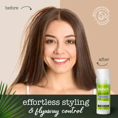 Application gesture demonstrating easy glide for short to mid-length hair