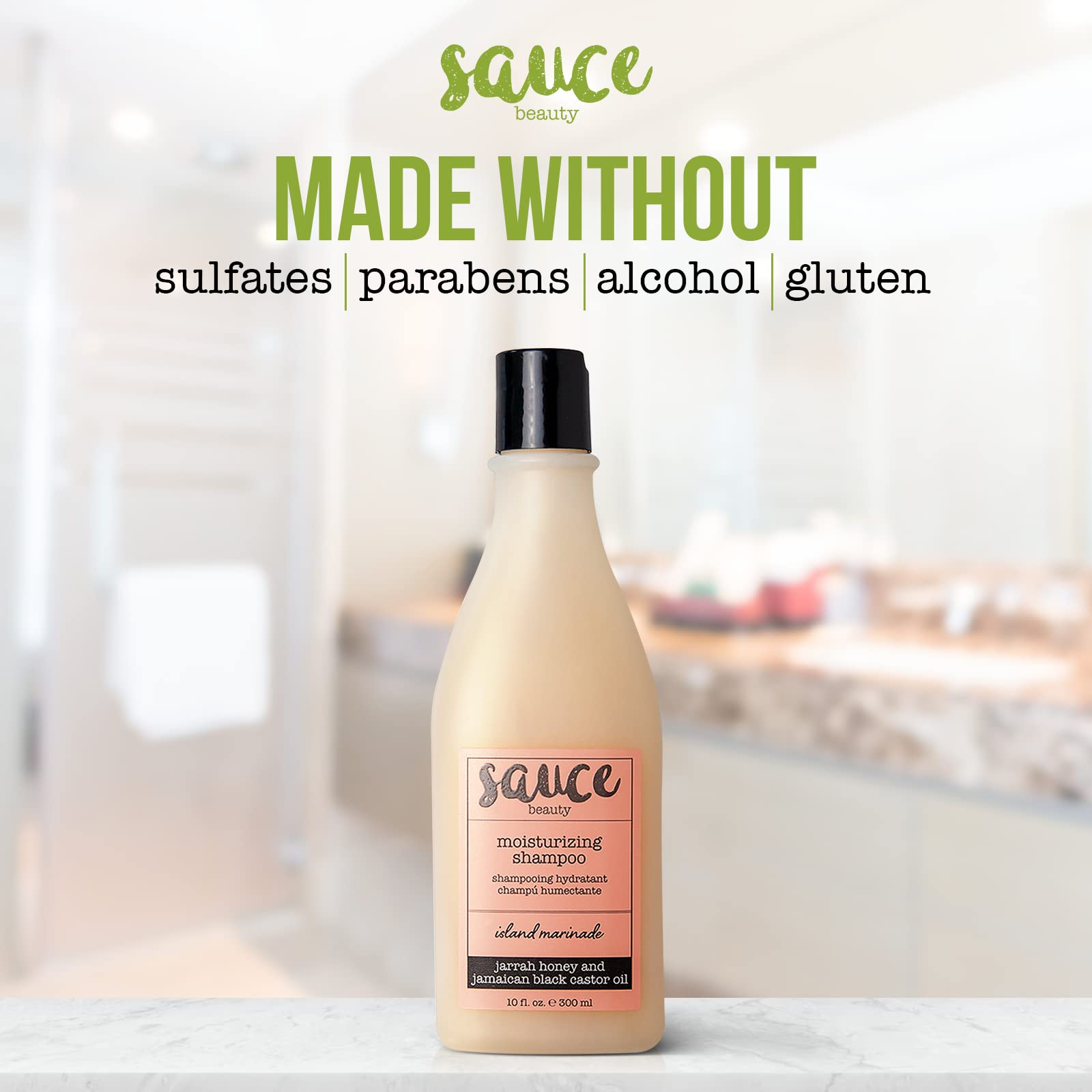 SAUCE BEAUTY Island Marinade Shampoo closeup texture shows creamy moisture.