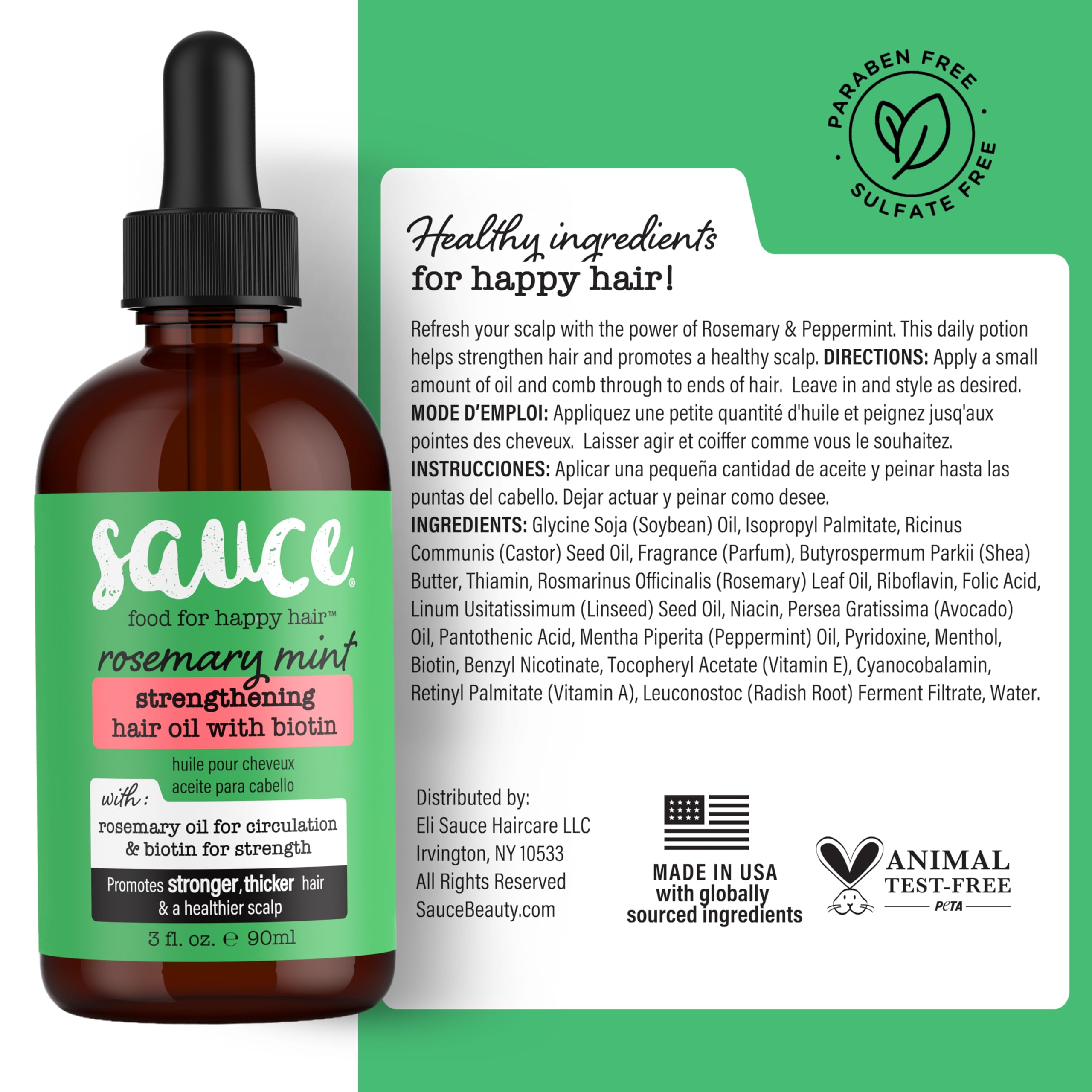 Sauce Beauty Stronger ends illustration showing revived hair health.