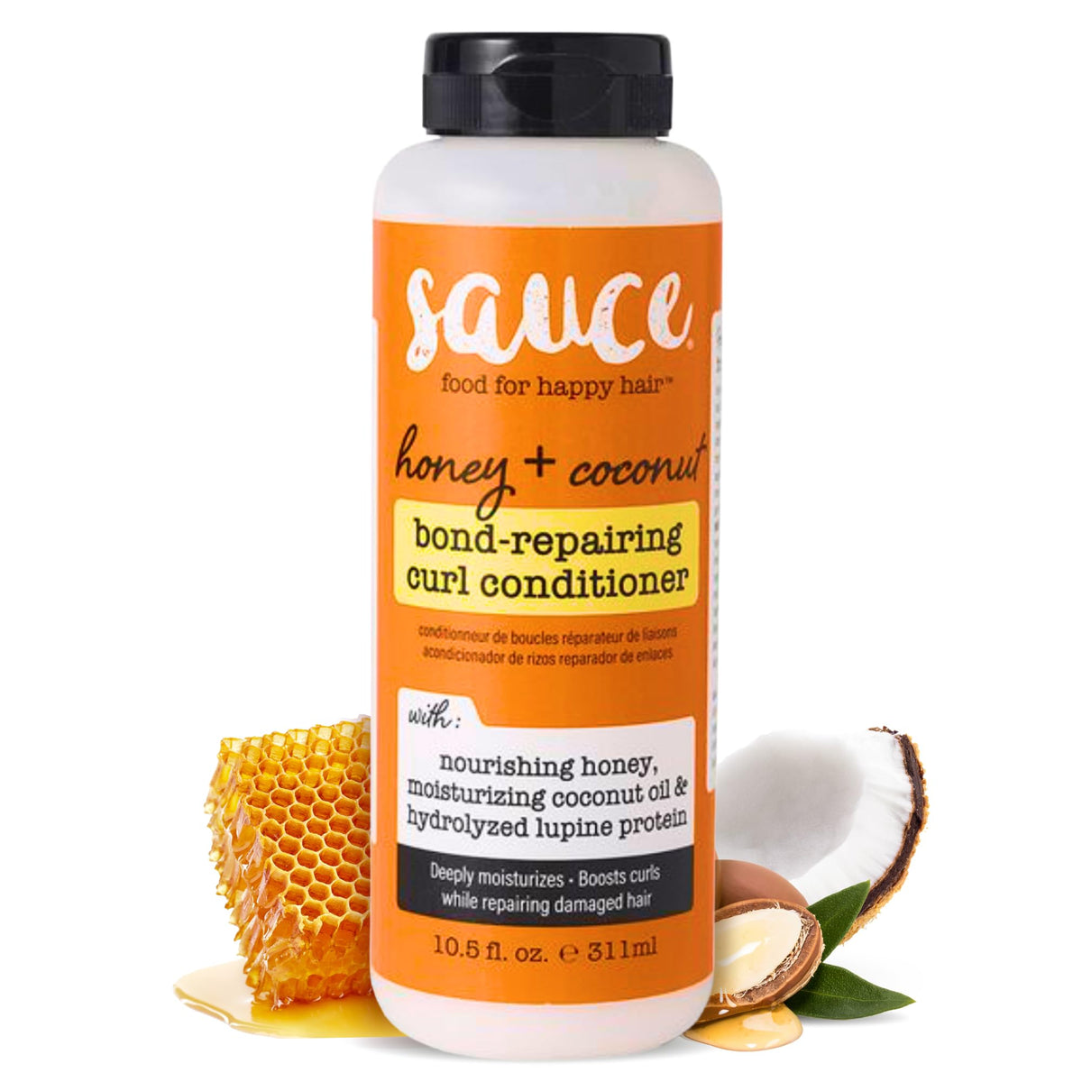 SAUCE Honey + Coconut Bond Repair Conditioner bottle with frizz-control formula