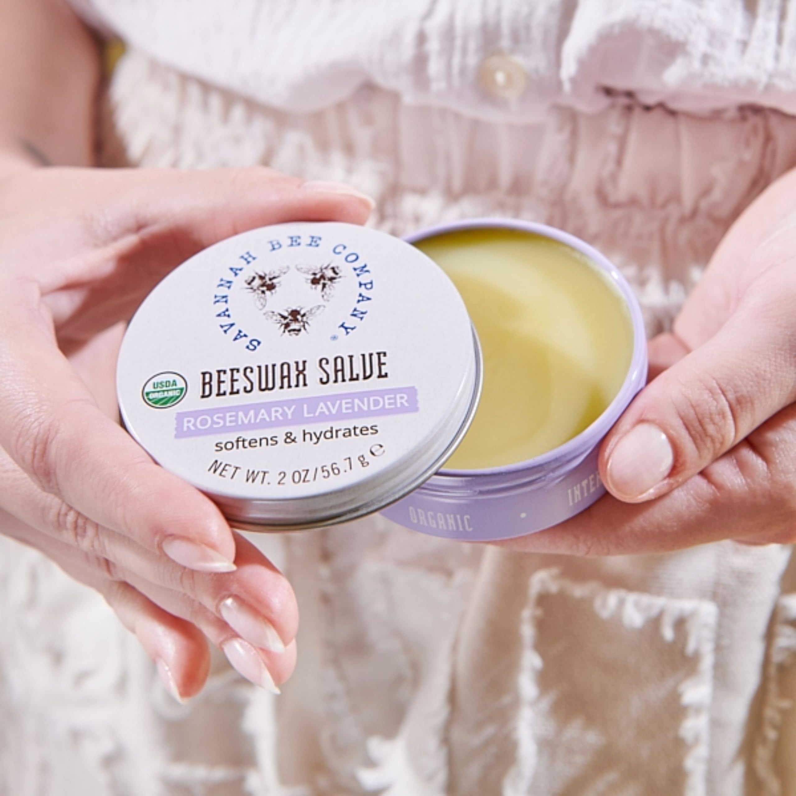Savannah Bee Company salve cream texture for smooth absorption.