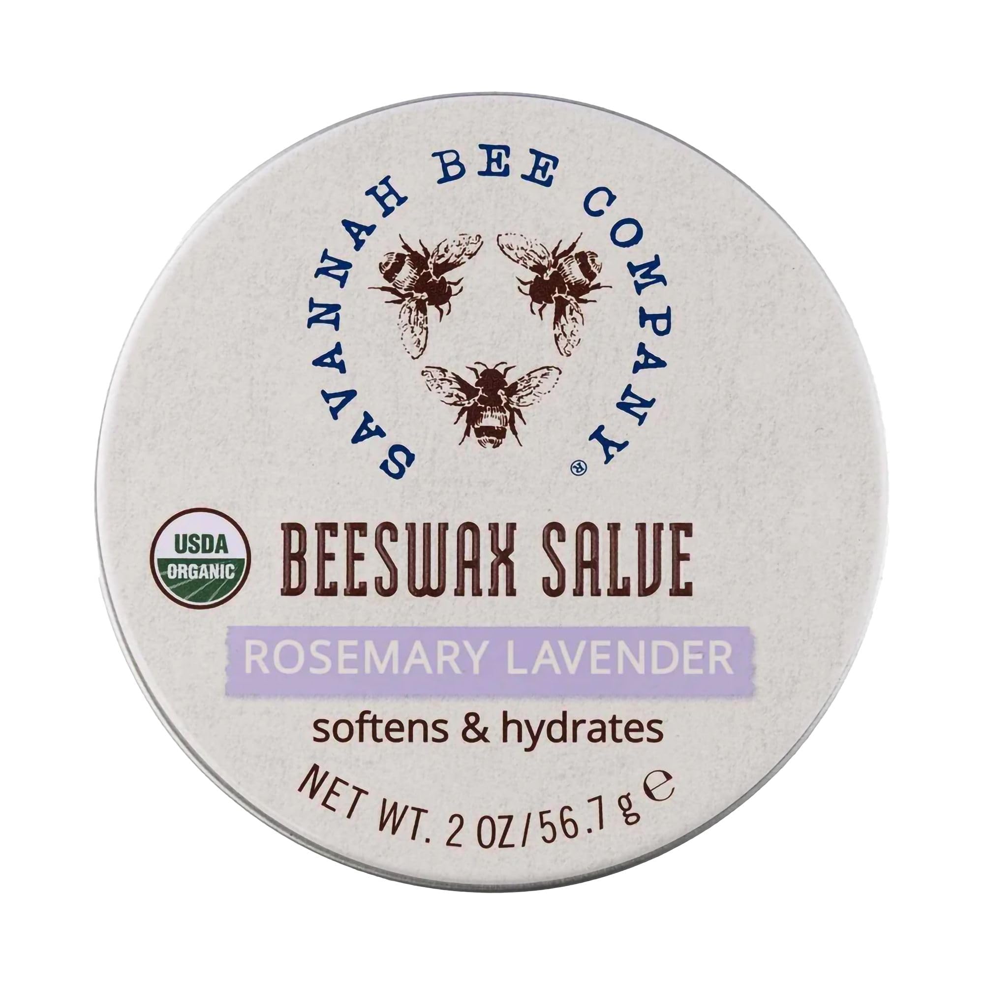 Savannah Bee Company salve packaging closeup for deep hydration.