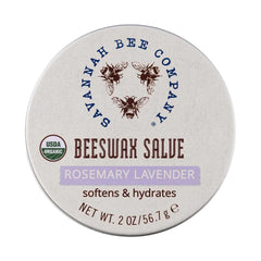 Savannah Bee Company salve packaging closeup for deep hydration.