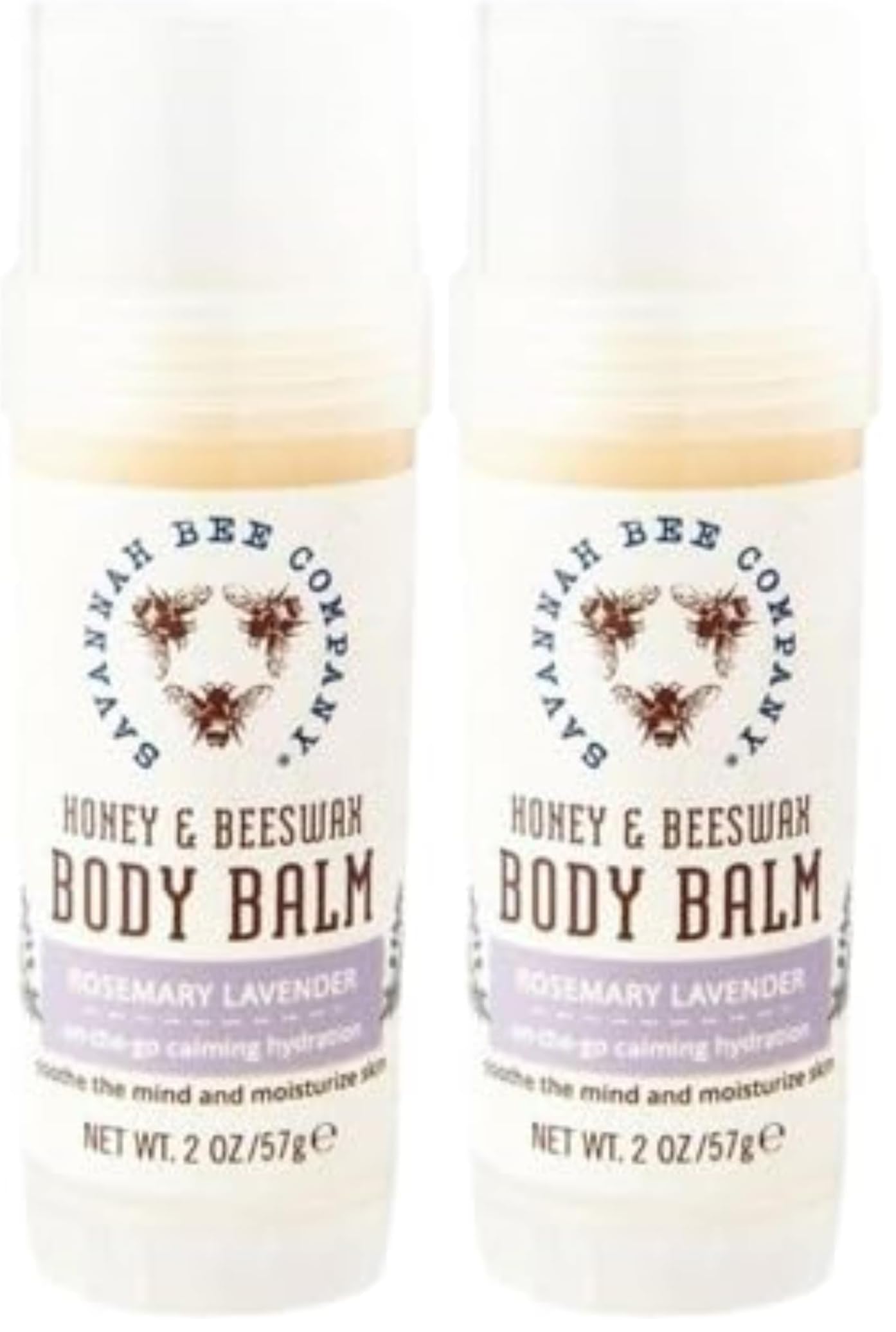 Savannah Bee Company Rosemary Lavender Body Balm pack-2 for mess-free moisturizing.