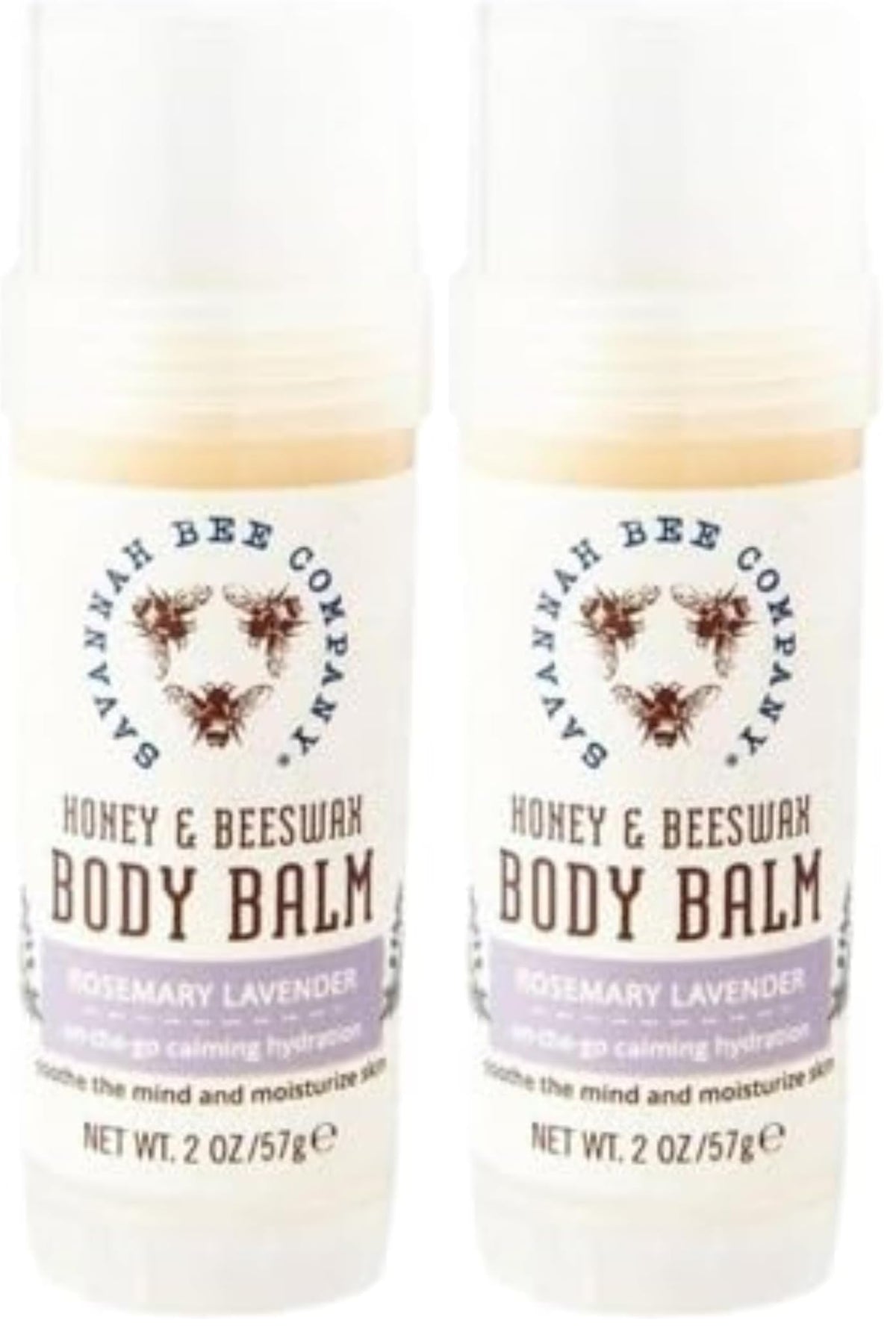 Savannah Bee Company Rosemary Lavender Body Balm pack-2 for mess-free moisturizing.