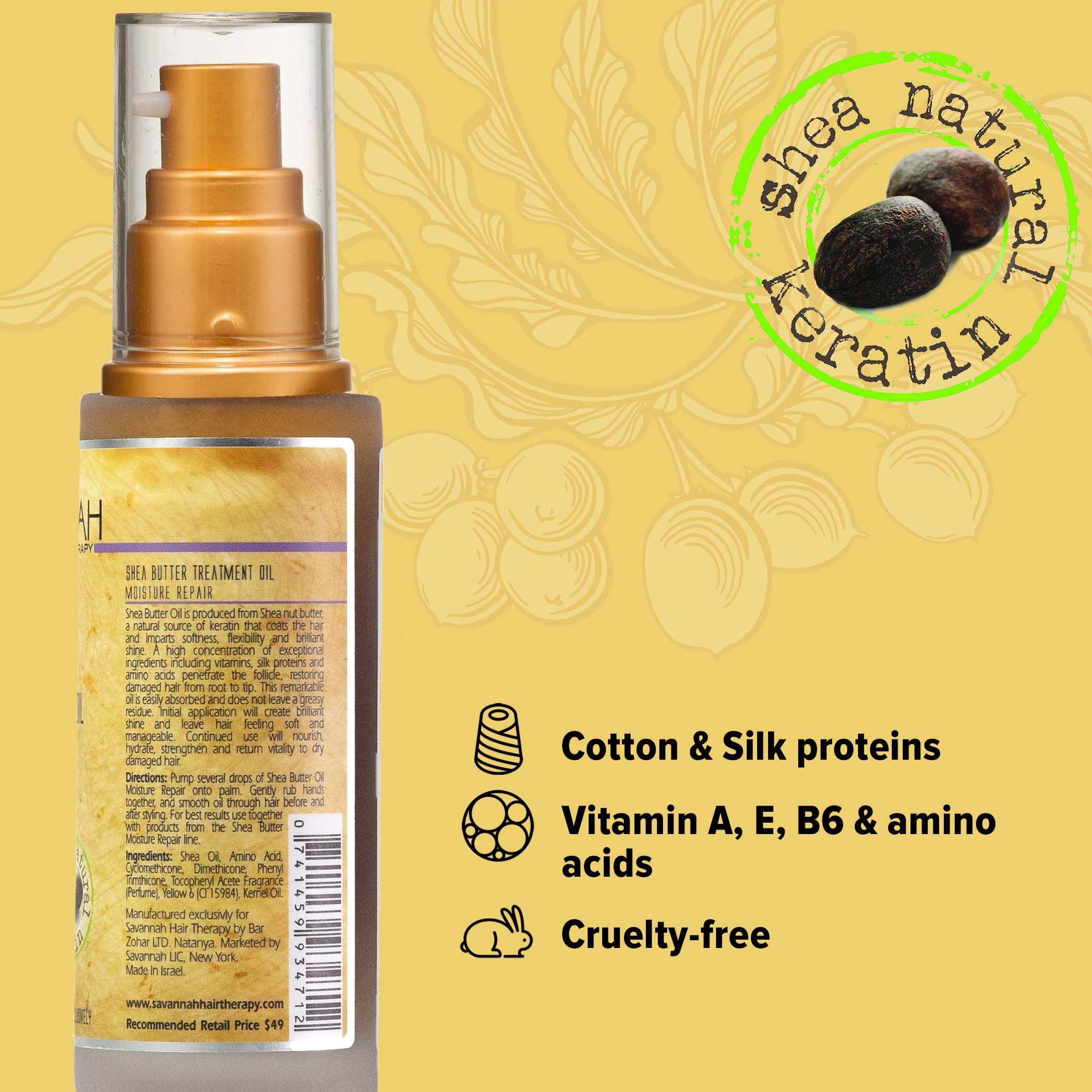 Savannah Hair Therapy daily-use oil on wet or dry hair.