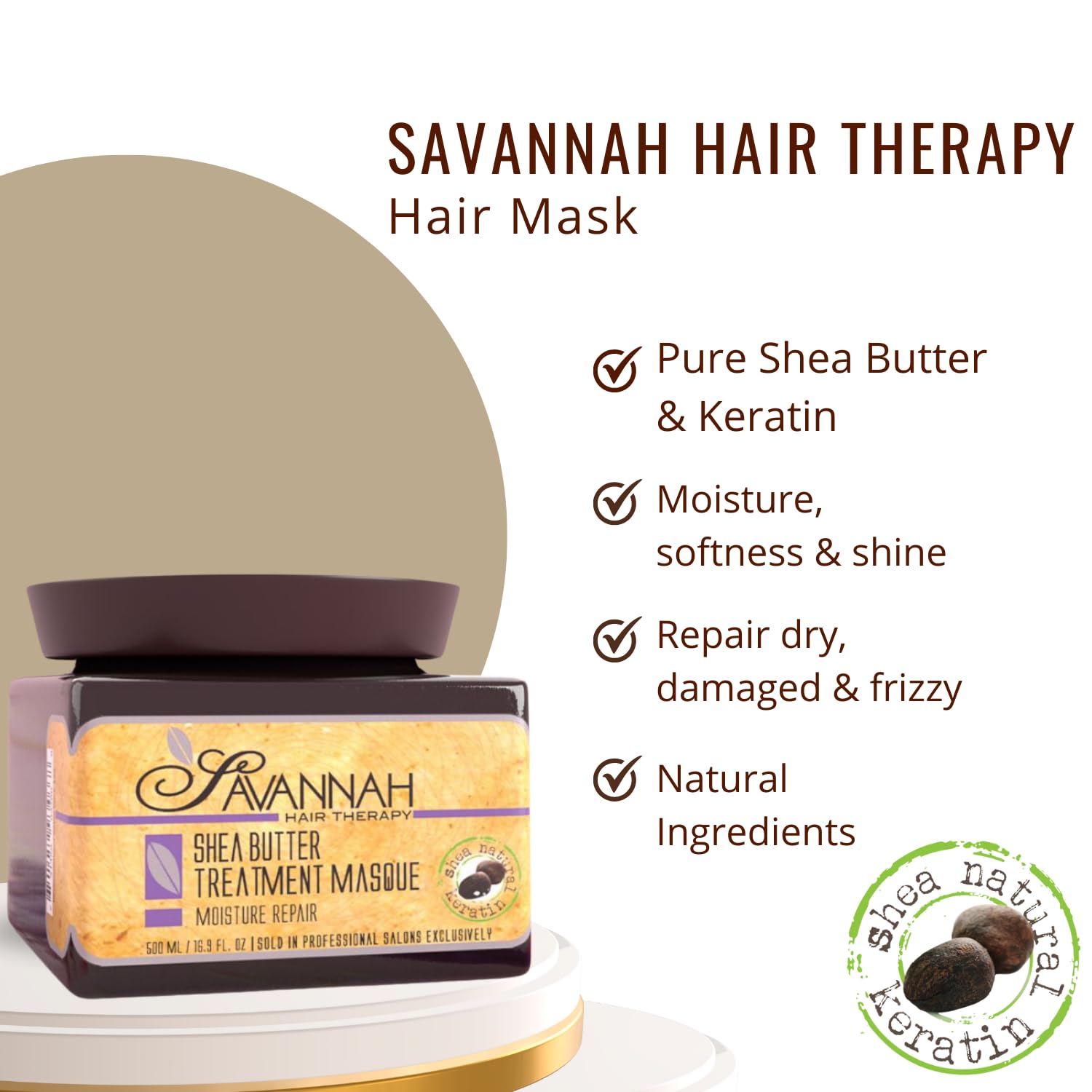 Savannah Hair Therapy keratin mask shine-close-up highlights healthy, glossy hair.