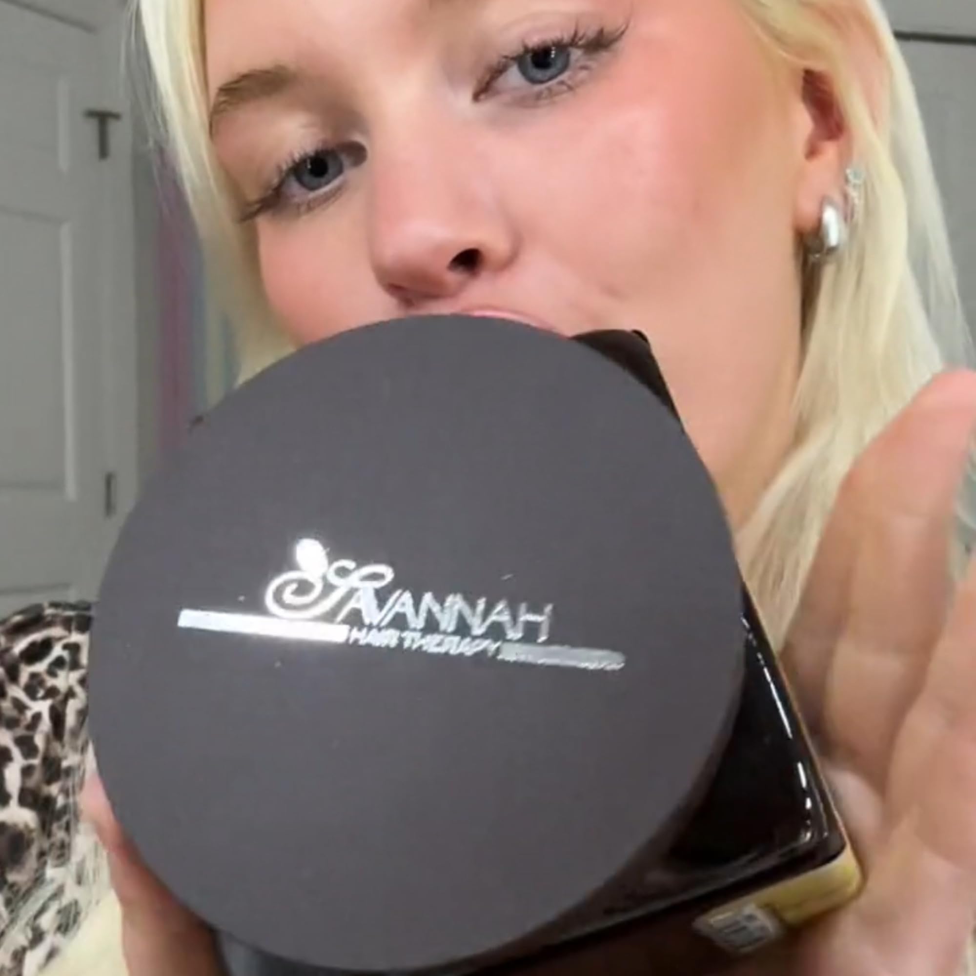 Savannah Hair Therapy keratin mask tub packaging on vanity emphasizes daily conditioning.