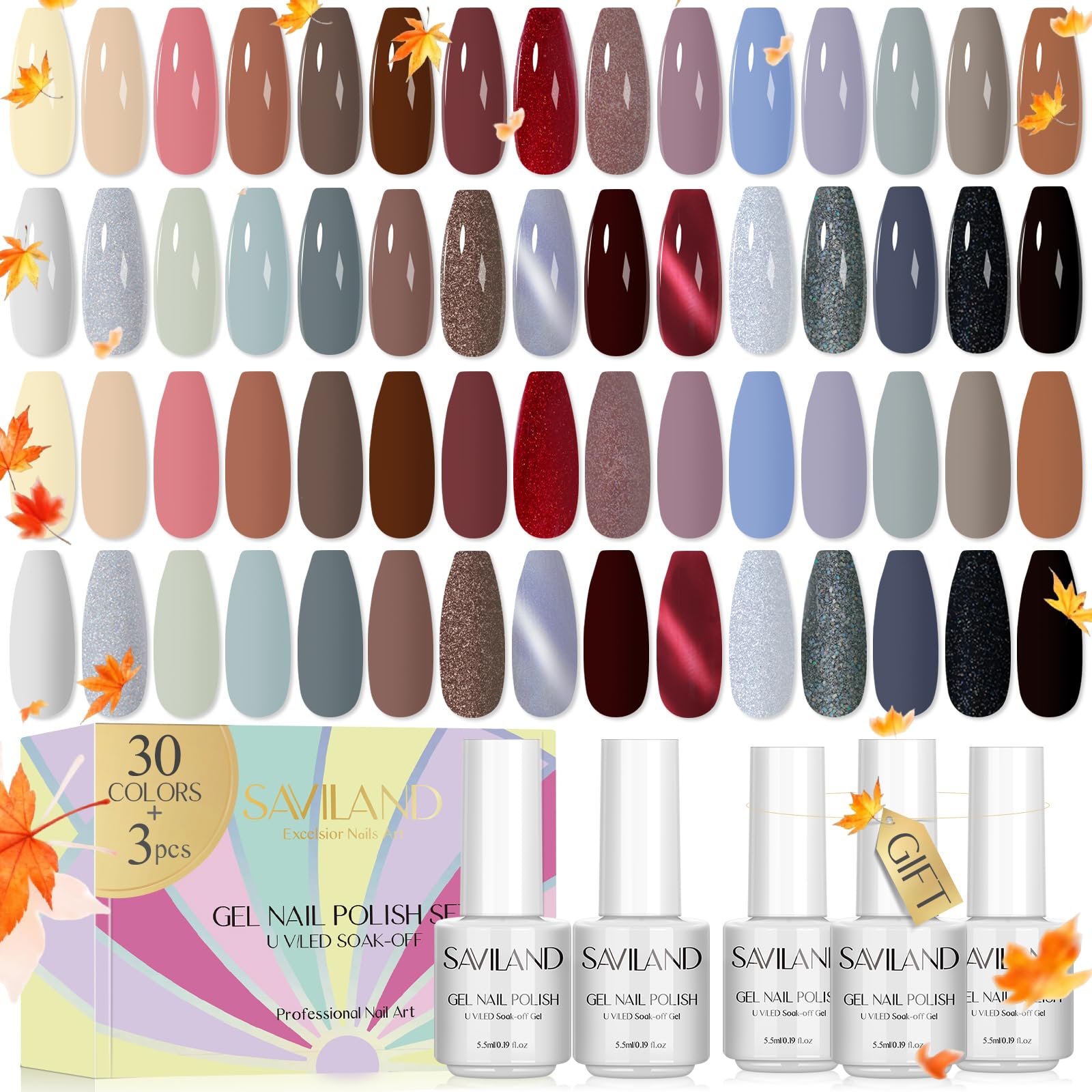 SAVILAND 33-piece gel polish color collection for versatile nail art at home