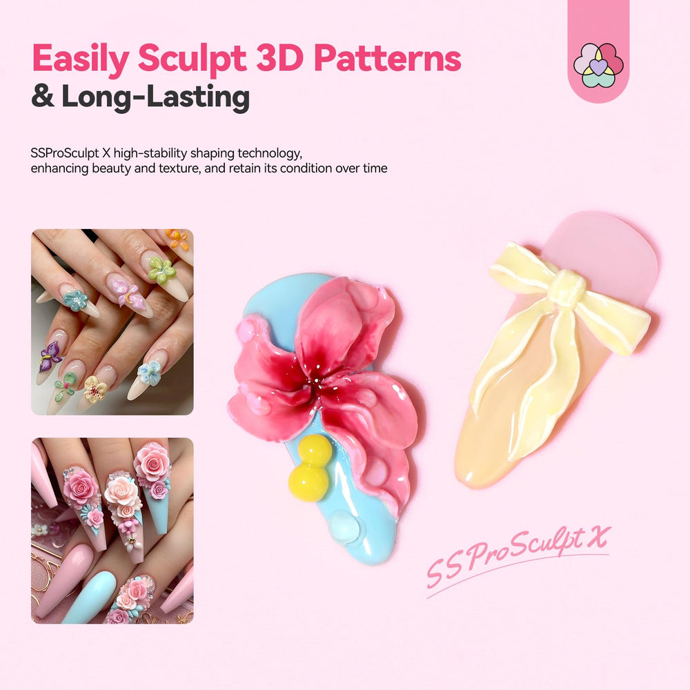 SAVILAND 3D nail art on nails demonstrates non sticky easy shaping and durability